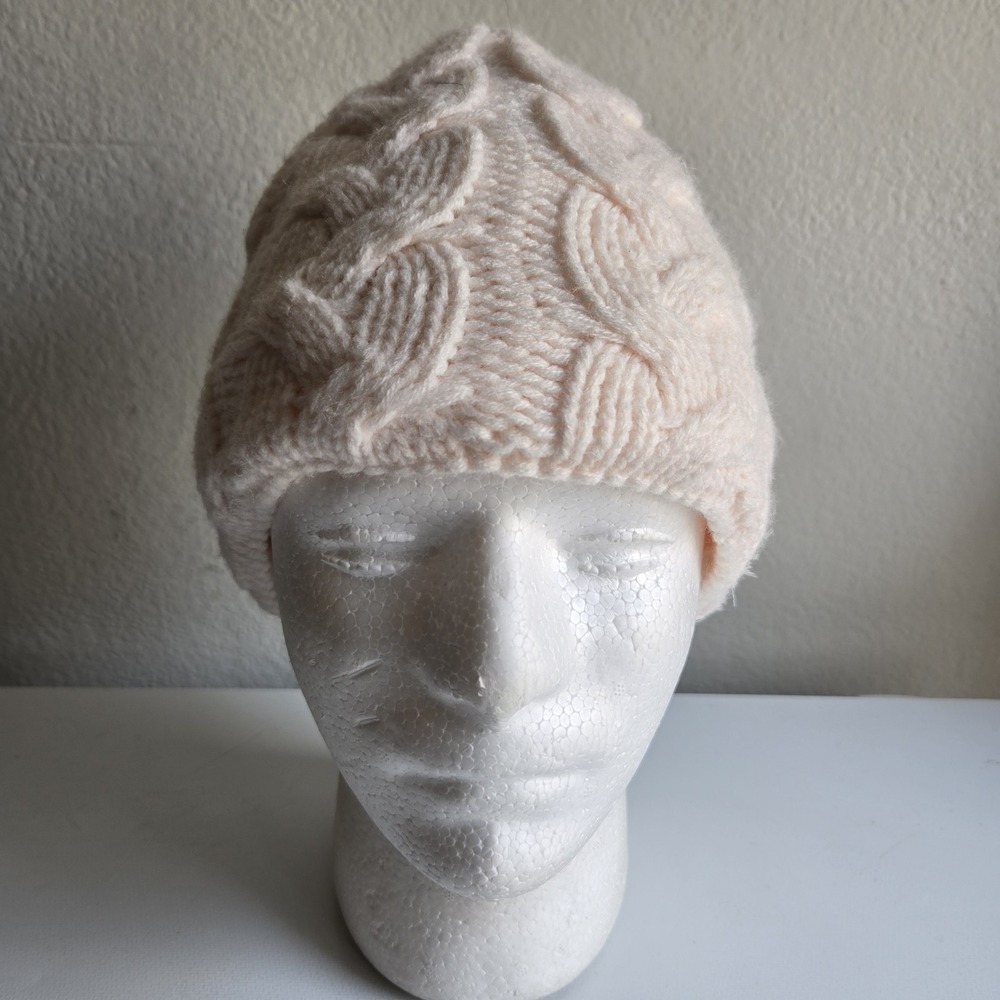 THE NORTH FACE Cable Knit Fleece Lined Beanie Hat Cap Cream White OS‎